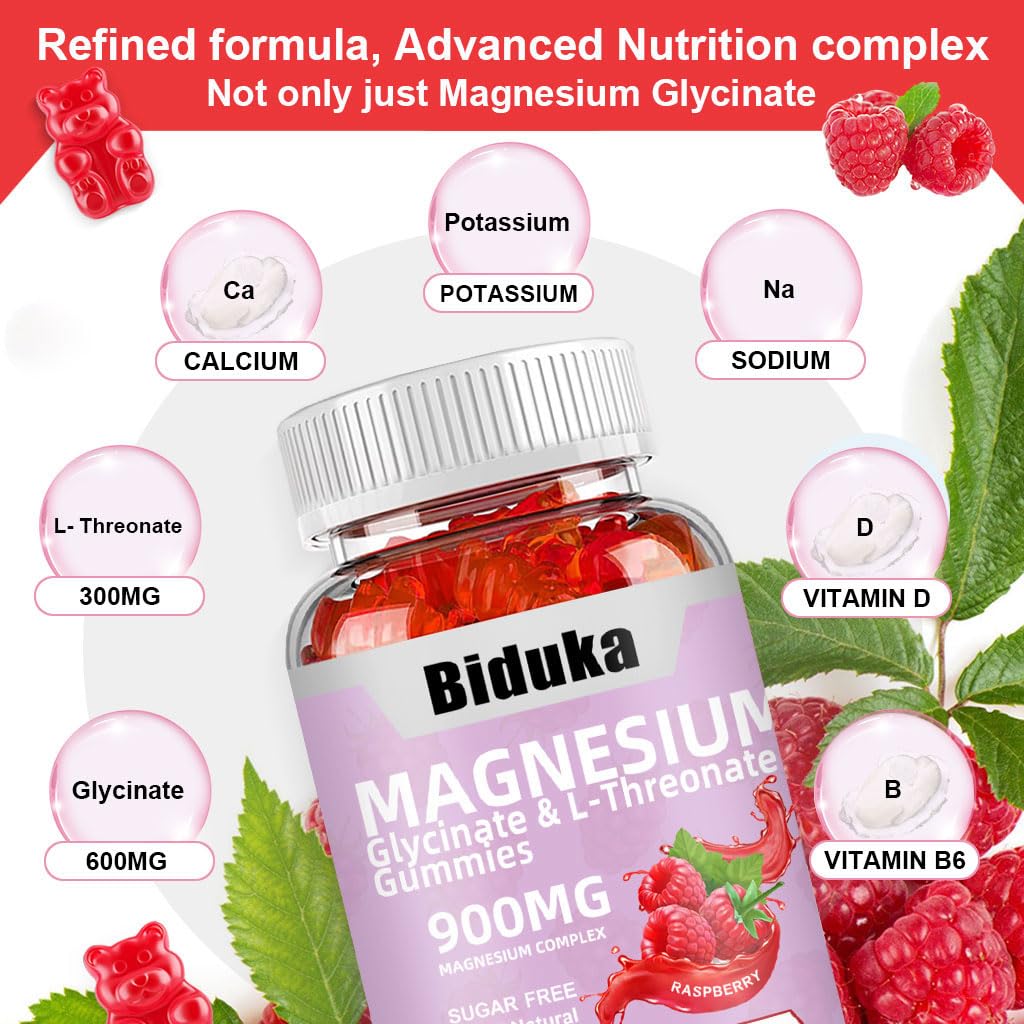 Gummies arranged with ingredients list