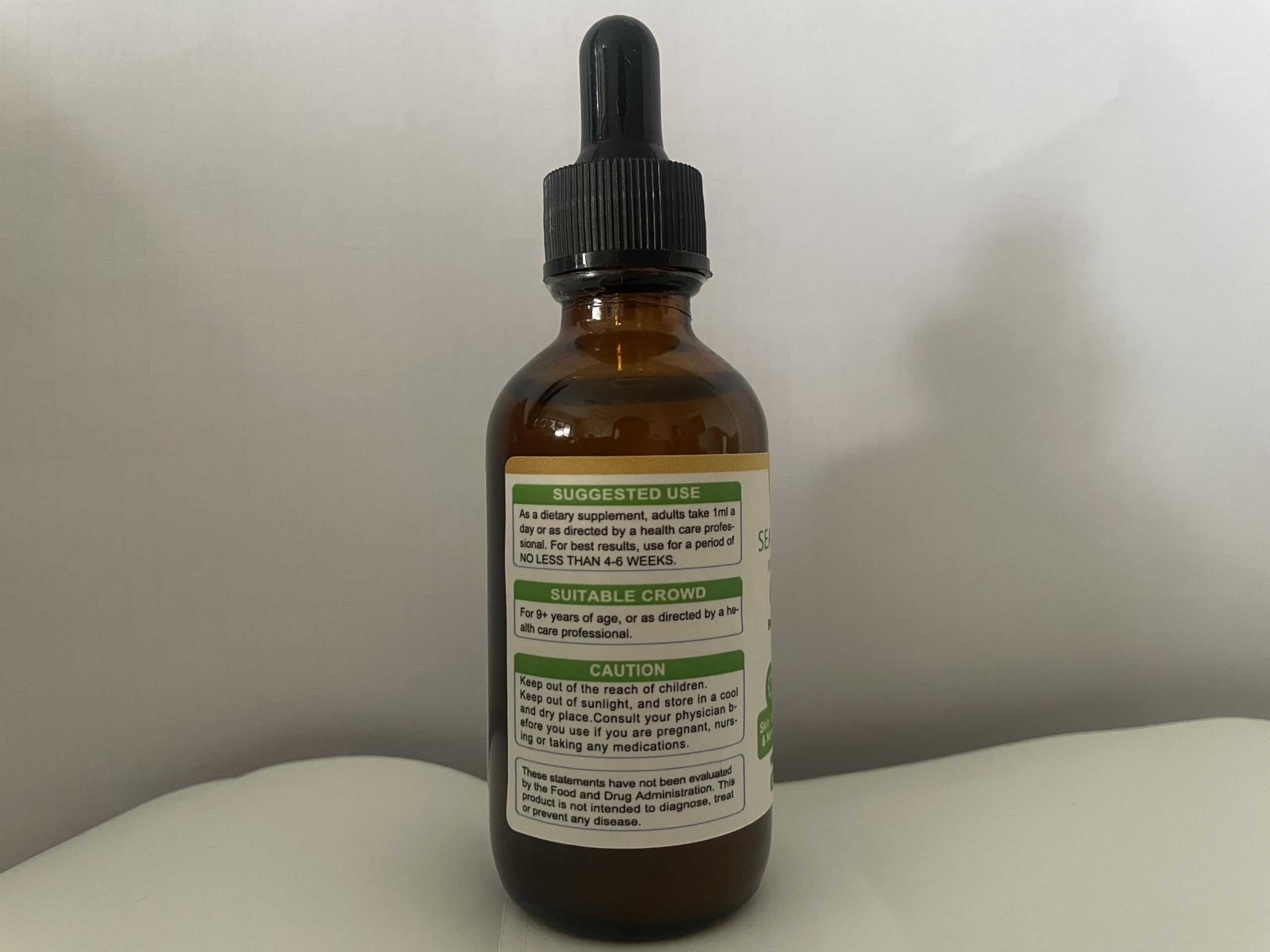 Nutrition facts panel for Biduka Sea Moss Drops