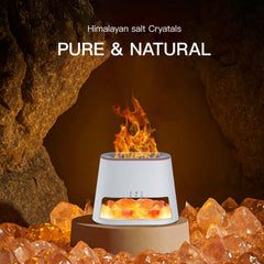 Close-up of Himalayan pink salt crystals in the lamp