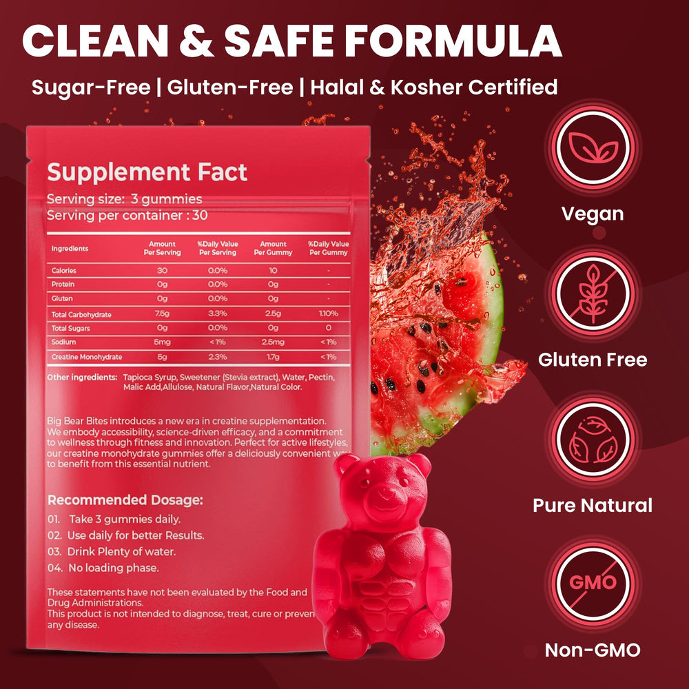 Watermelon flavor creatine gummies close-up