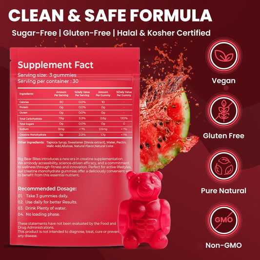 Watermelon flavor creatine gummies close-up