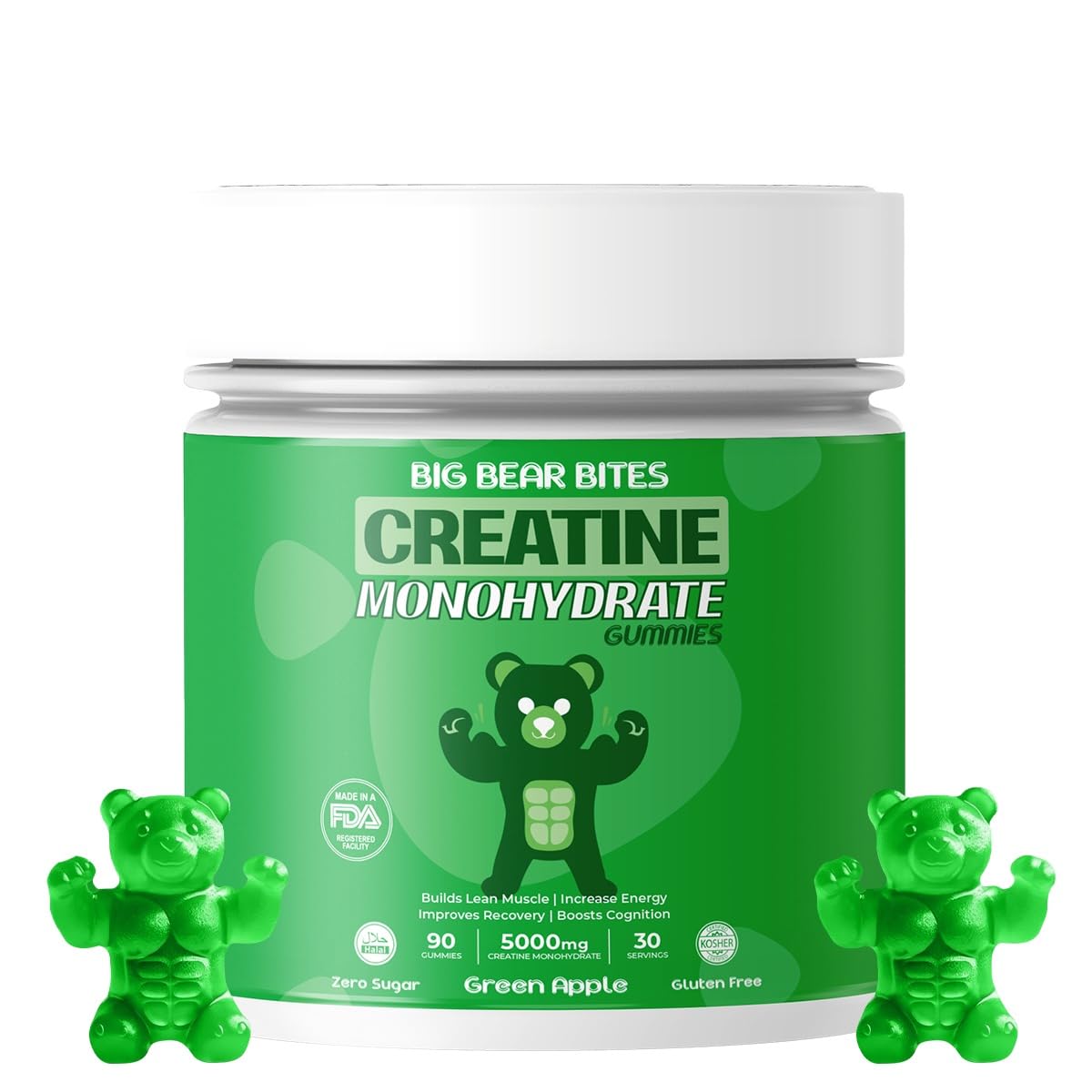Big Bear Bites front packaging showing green apple flavor and benefits