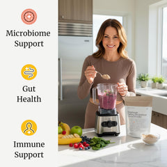 Big Bold Health Himalayan Tartary Buckwheat Sprout Powder scoop beside its jar for daily convenience.