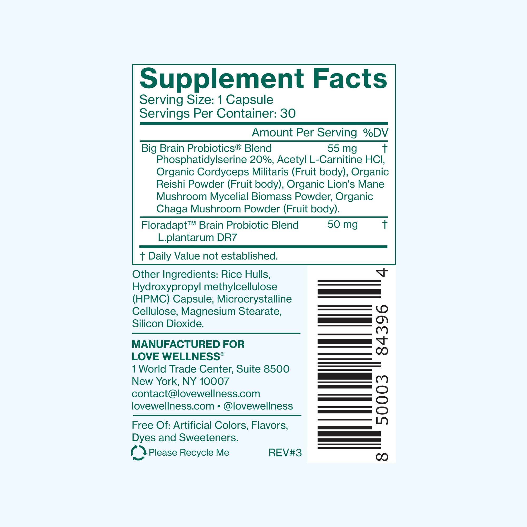 Big Brain serving size: 1 capsule per day