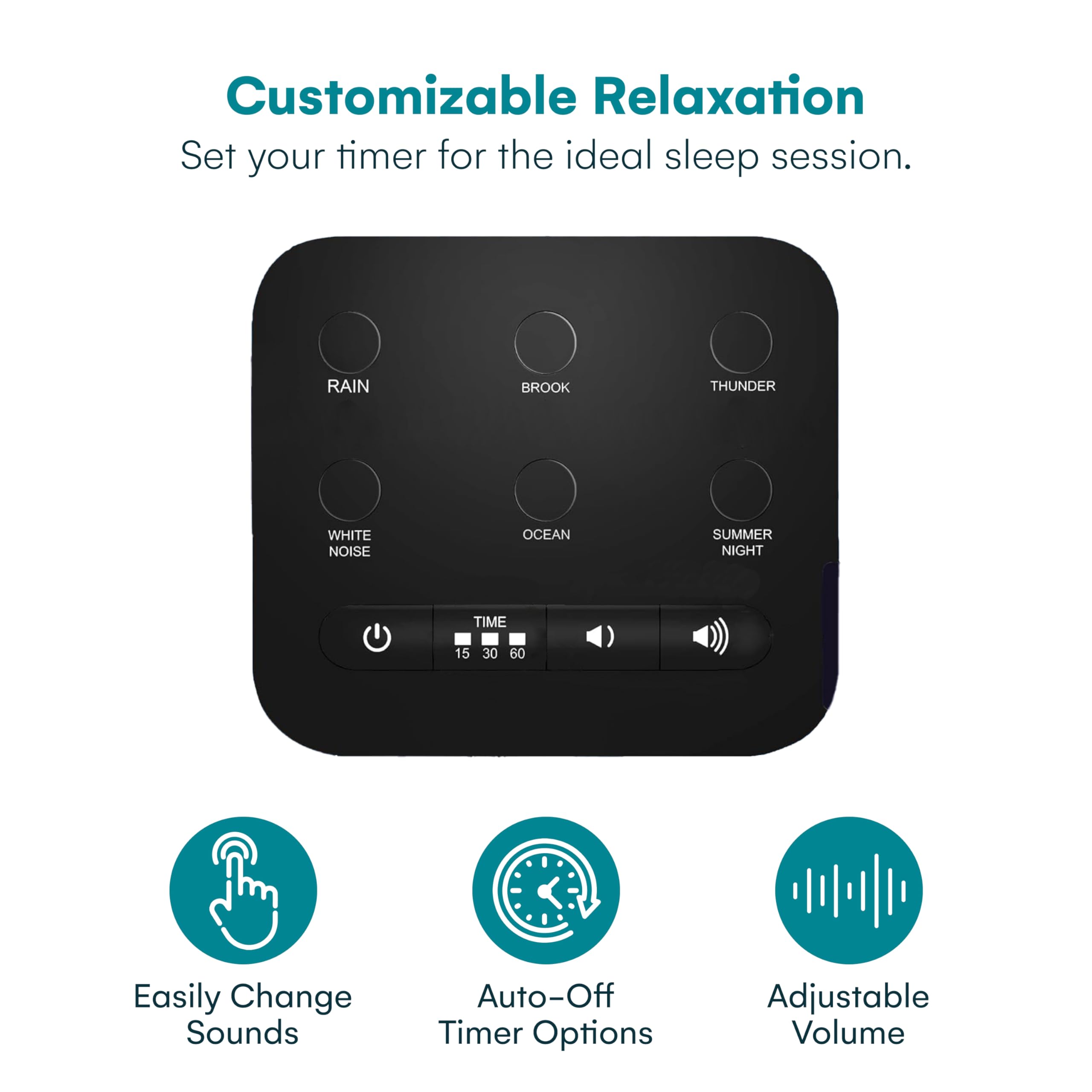 Big Red Rooster auto-off timer for customizable sleep sessions.