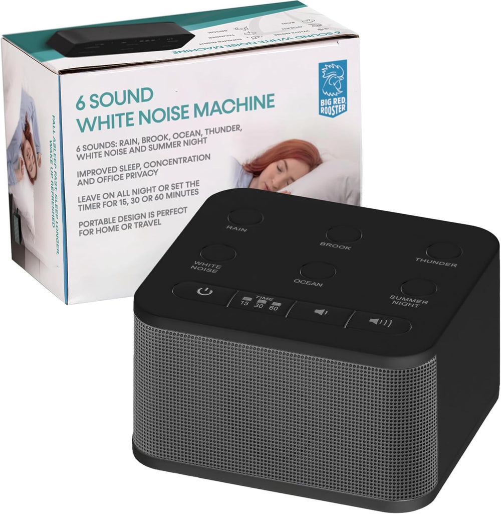 Big Red Rooster sound machine bedroom with soft rain sounds for better sleep.