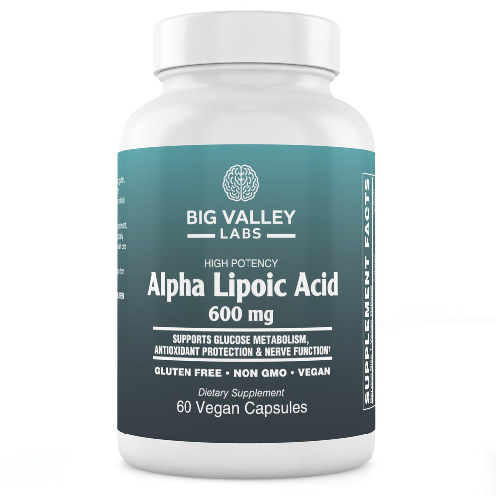 Big Valley Labs Alpha-Lipoic Acid 600 mg bottle – front view