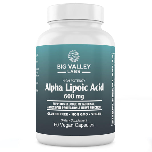 Big Valley Labs Alpha-Lipoic Acid 600 mg bottle – front view