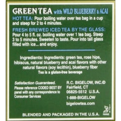 Packshot of Bigelow Green Tea with Blueberry 20 Ct box with tea bags
