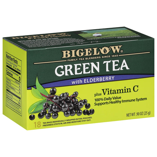 Bigelow Green Tea with Elderberry and Vitamin C – 18 tea bags, pack of 1
