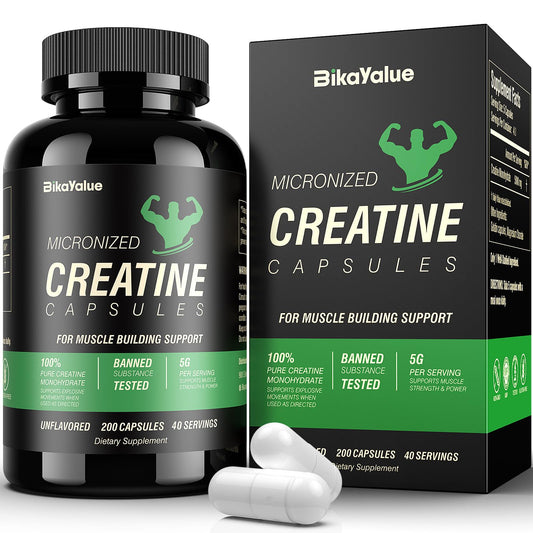 BIKAYALUE Creatine Monohydrate bottle with 40 servings