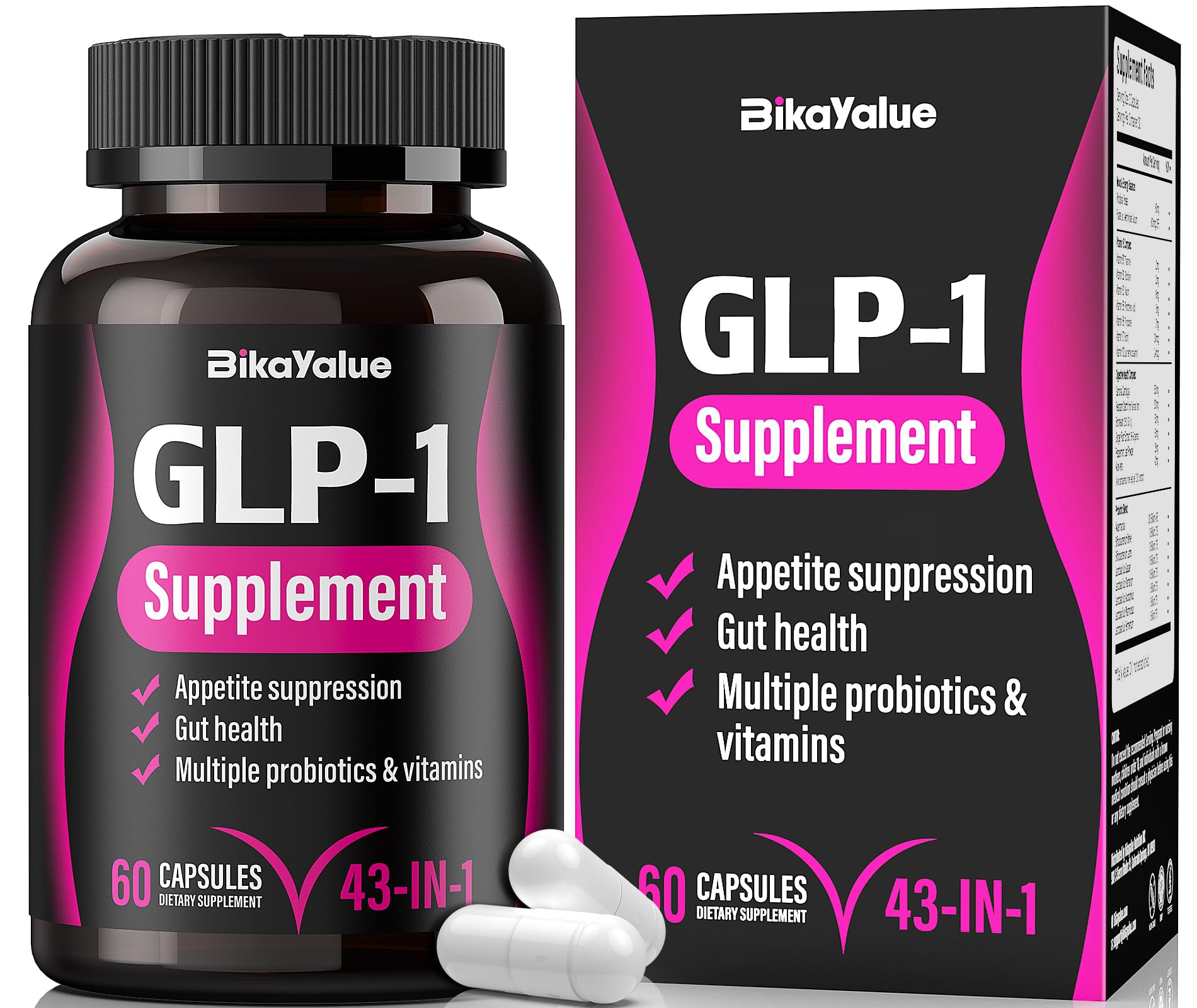 BIKAYALUE GLP-1 supplement bottle with Akkermansia Probiotics 30 Billion
