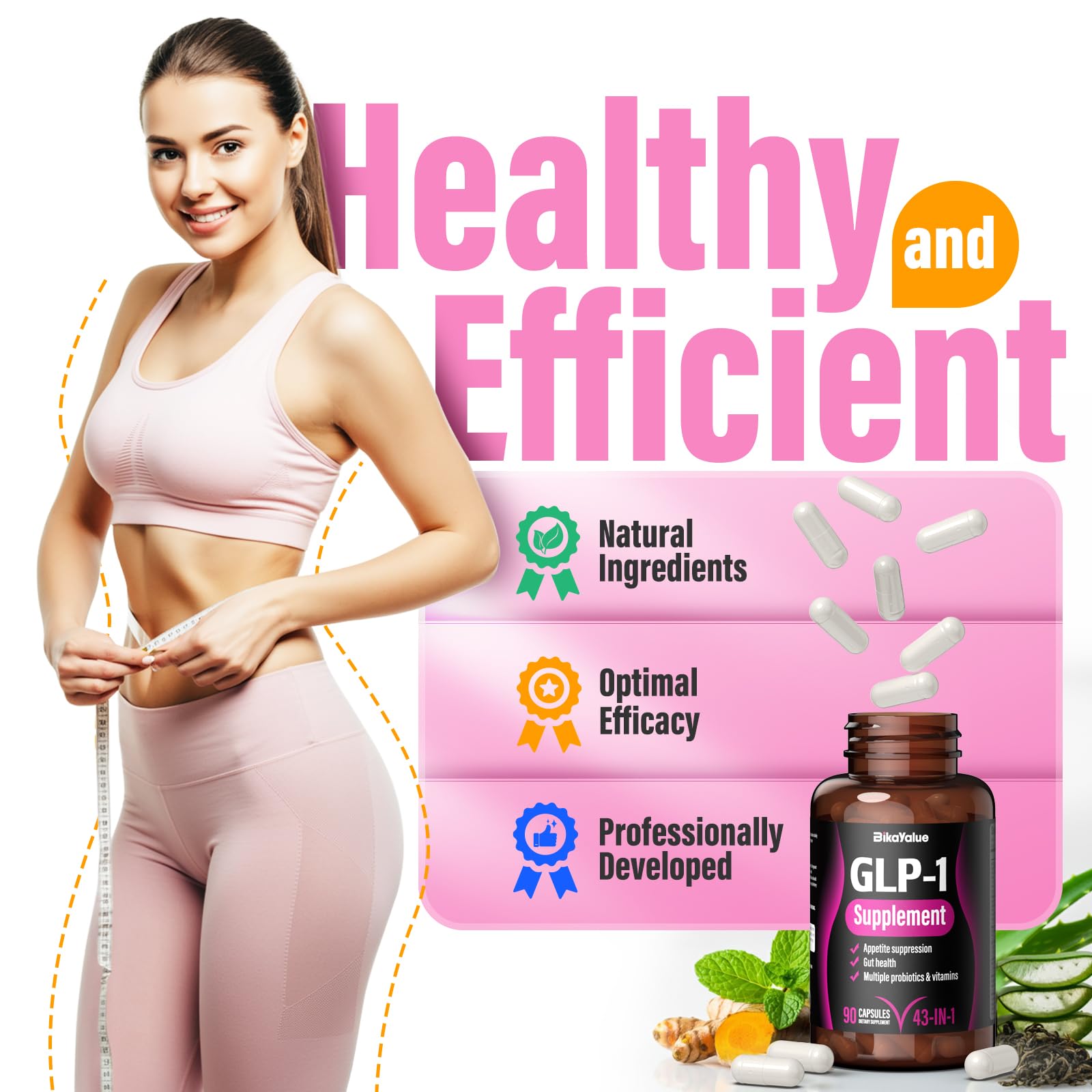60 capsule bottle of BIKAYALUE GLP-1 supplement