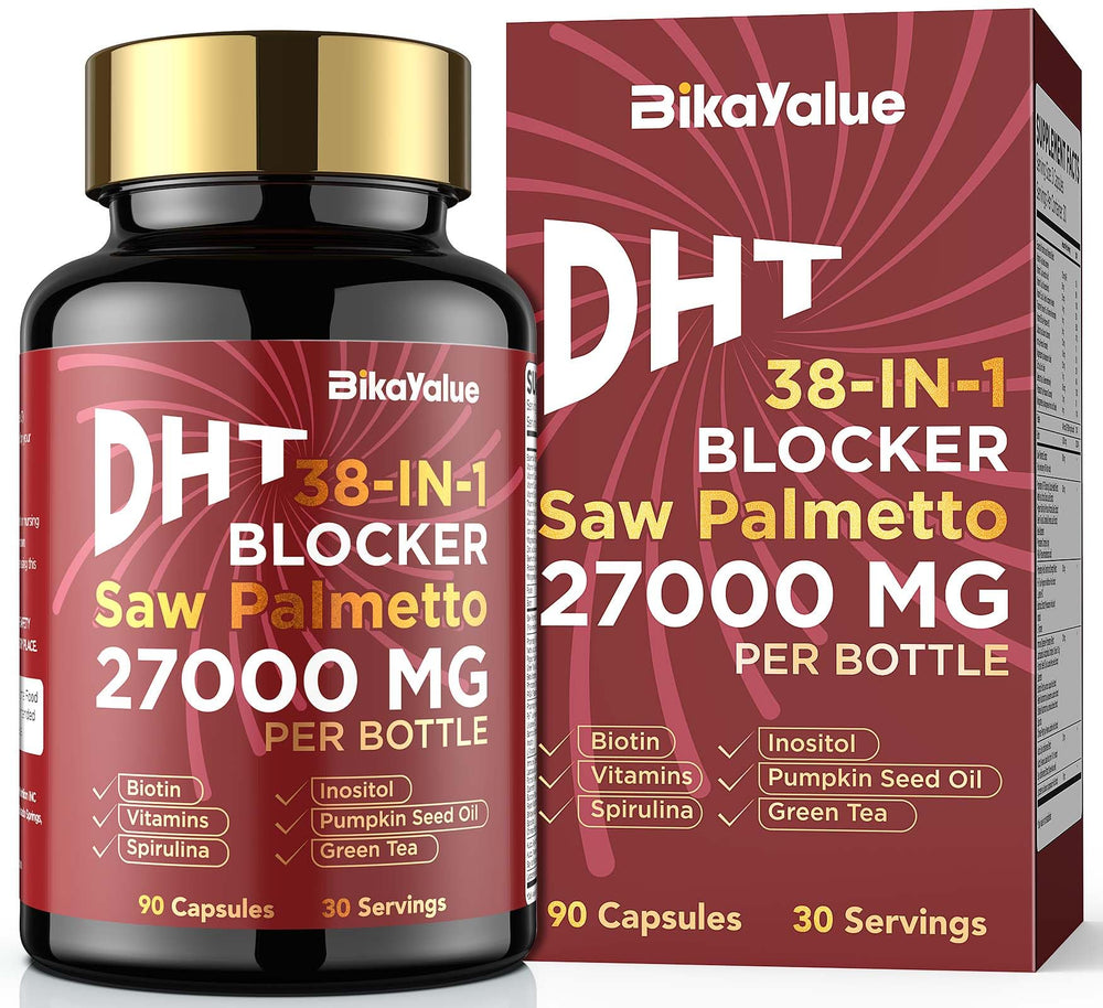 Front view of the BIKAYALUE Saw Palmetto for Men bottle label.