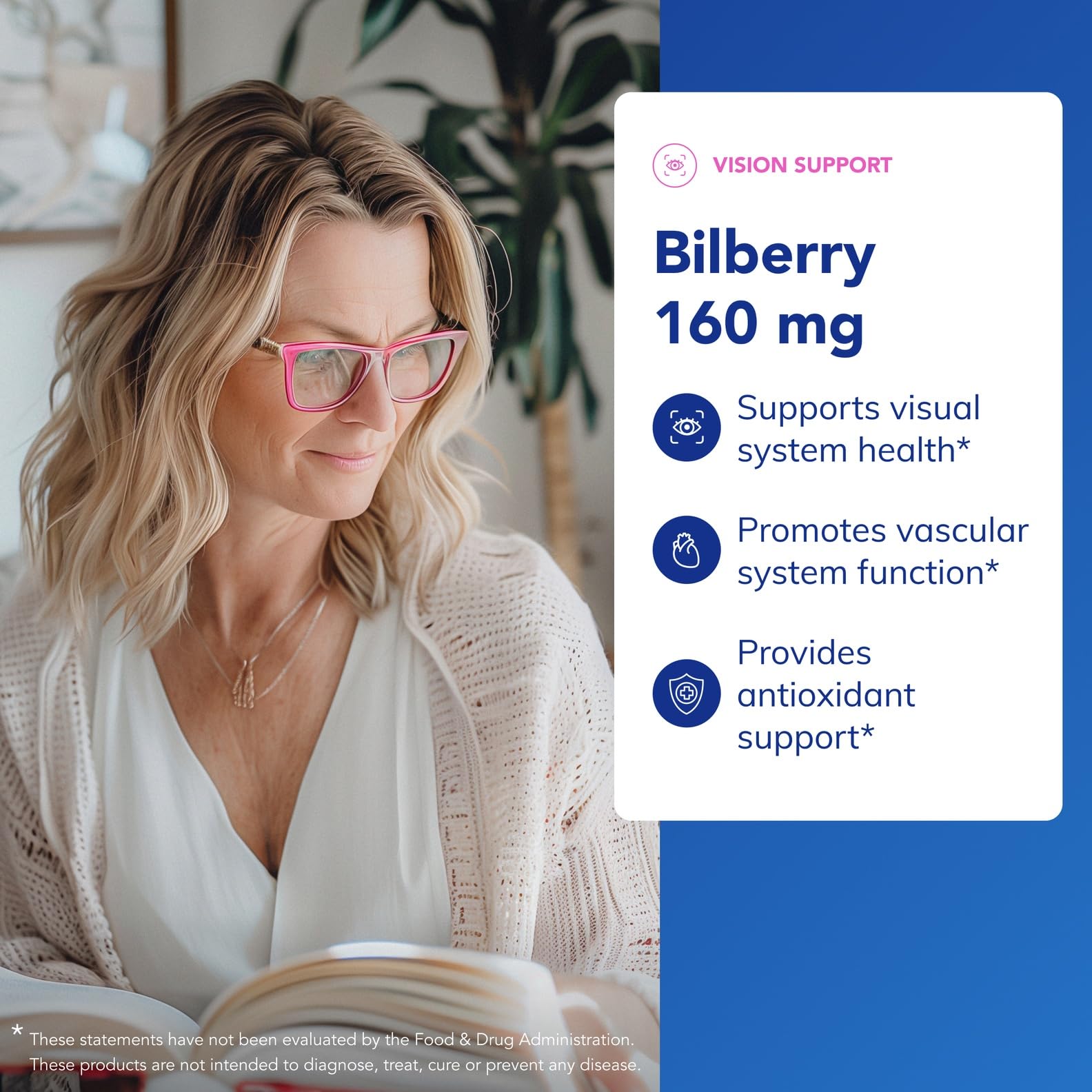 Bilberry capsules highlighting eye health benefits