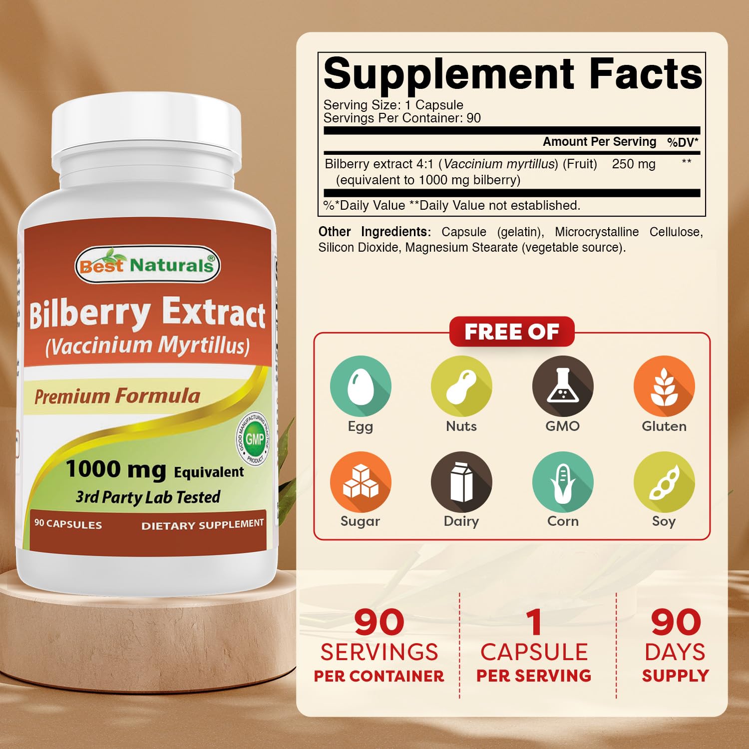 Bilberry extract label close-up