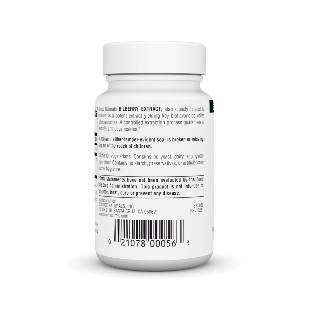 Bilberry extract tablets close-up