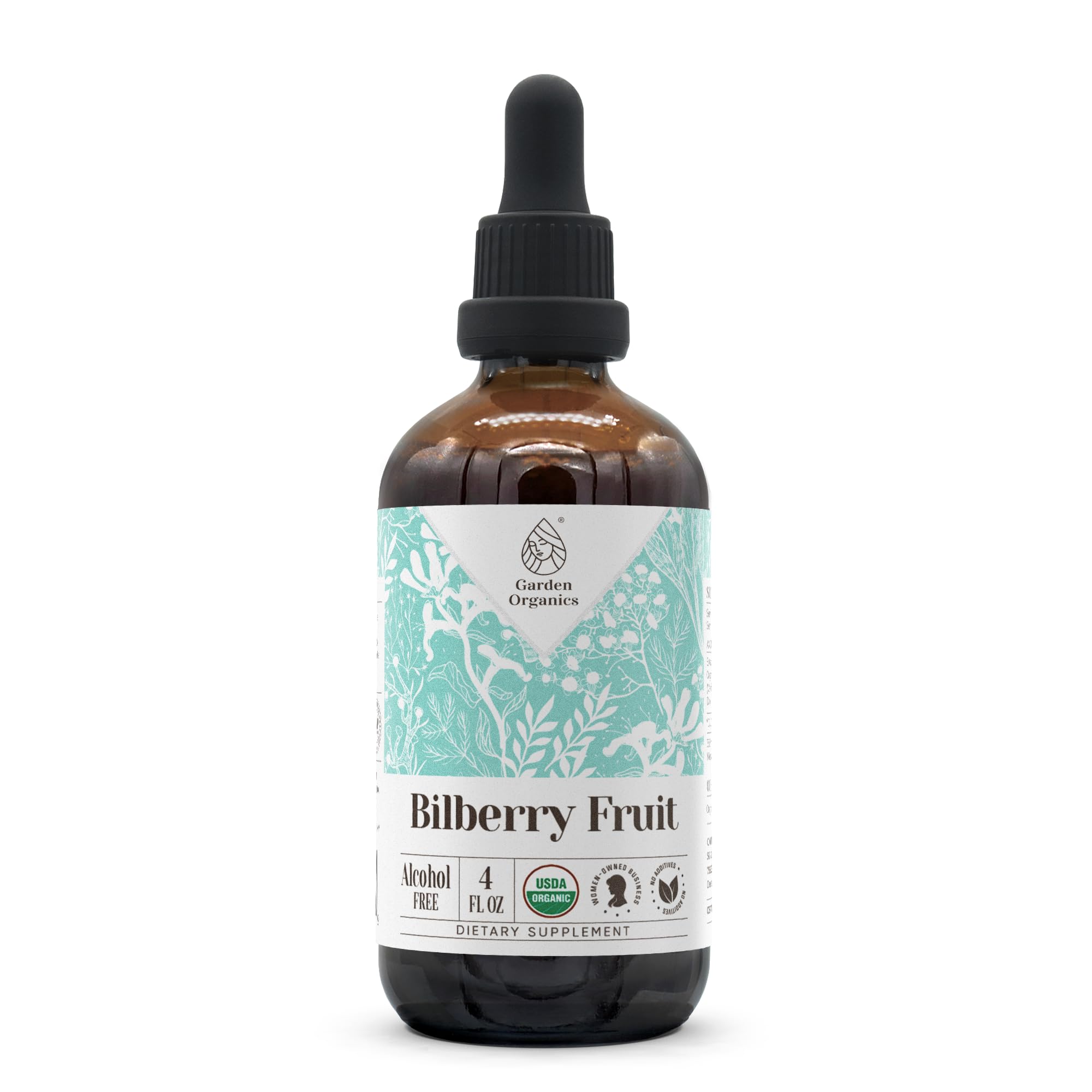 Bottle of Bilberry Fruit USDA Organic Alcohol-Free Extract, 4 oz