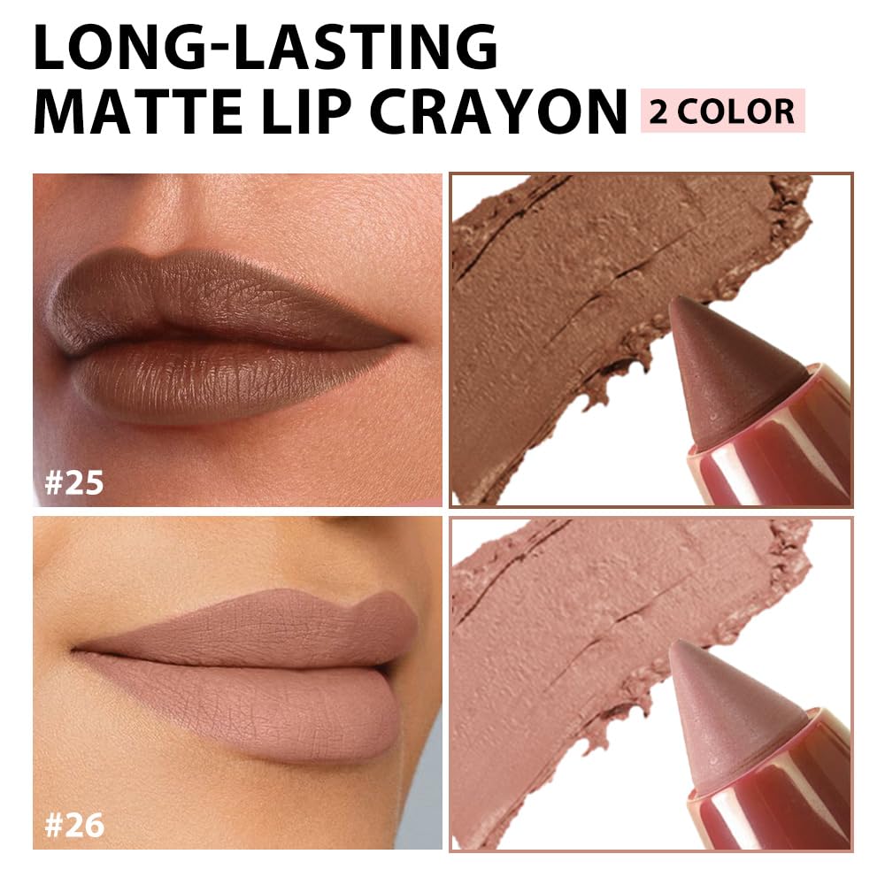 Precision tip with built-in sharpener for on-the-go lip color.