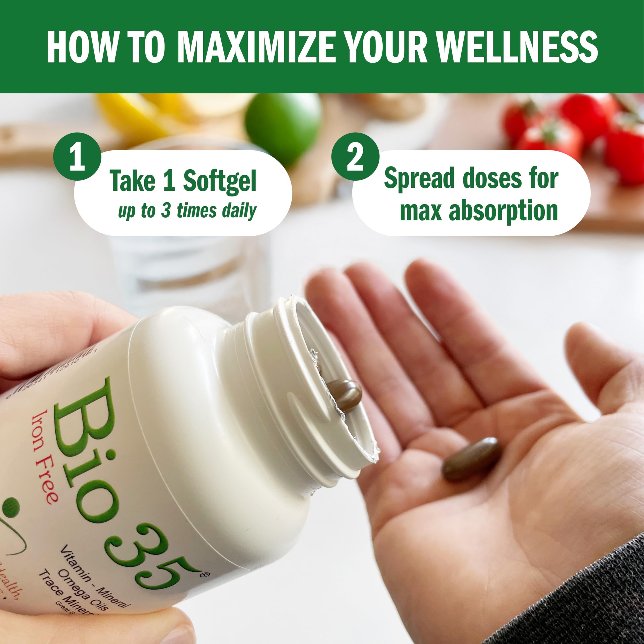 Bio-35 bottle packaging and label