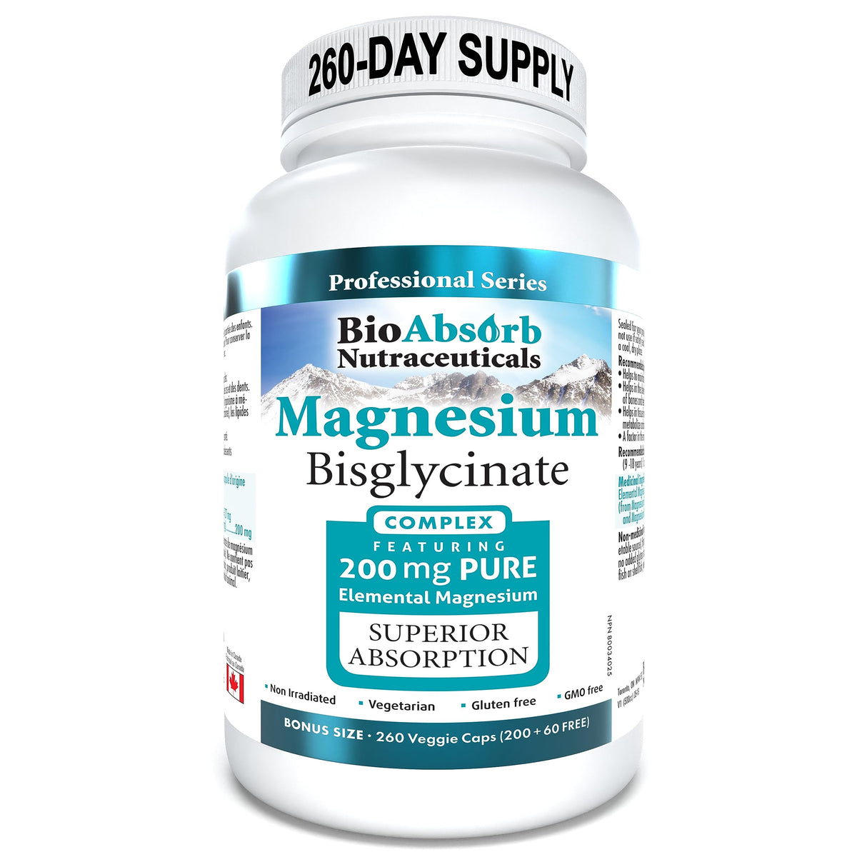 Bio Absorb Magnesium Glycinate bottle and label