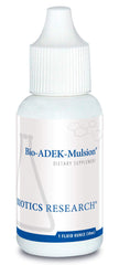 Front view of Biotics Research Bio ADEK Mulsion 1 oz bottle