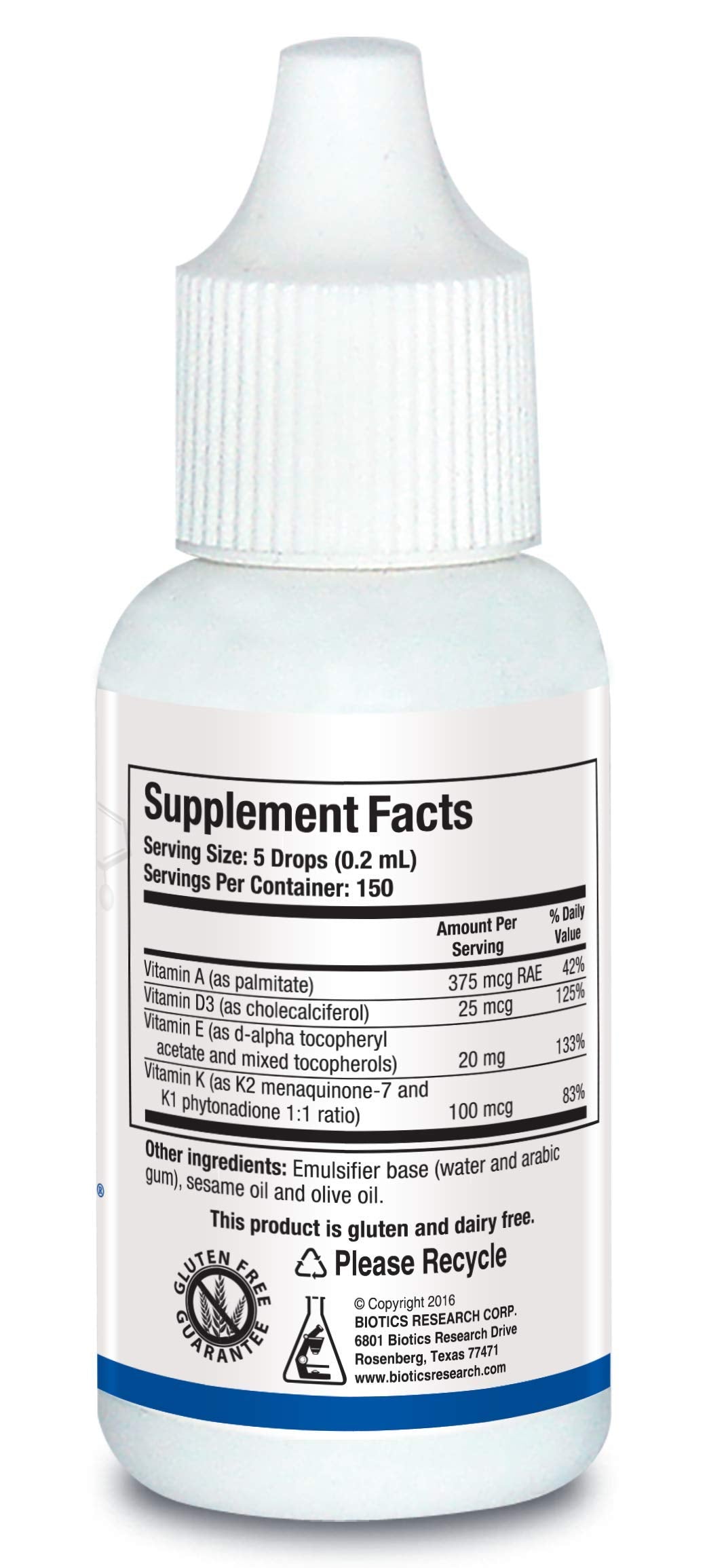 Side view of Biotics Bio ADEK Mulsion bottle