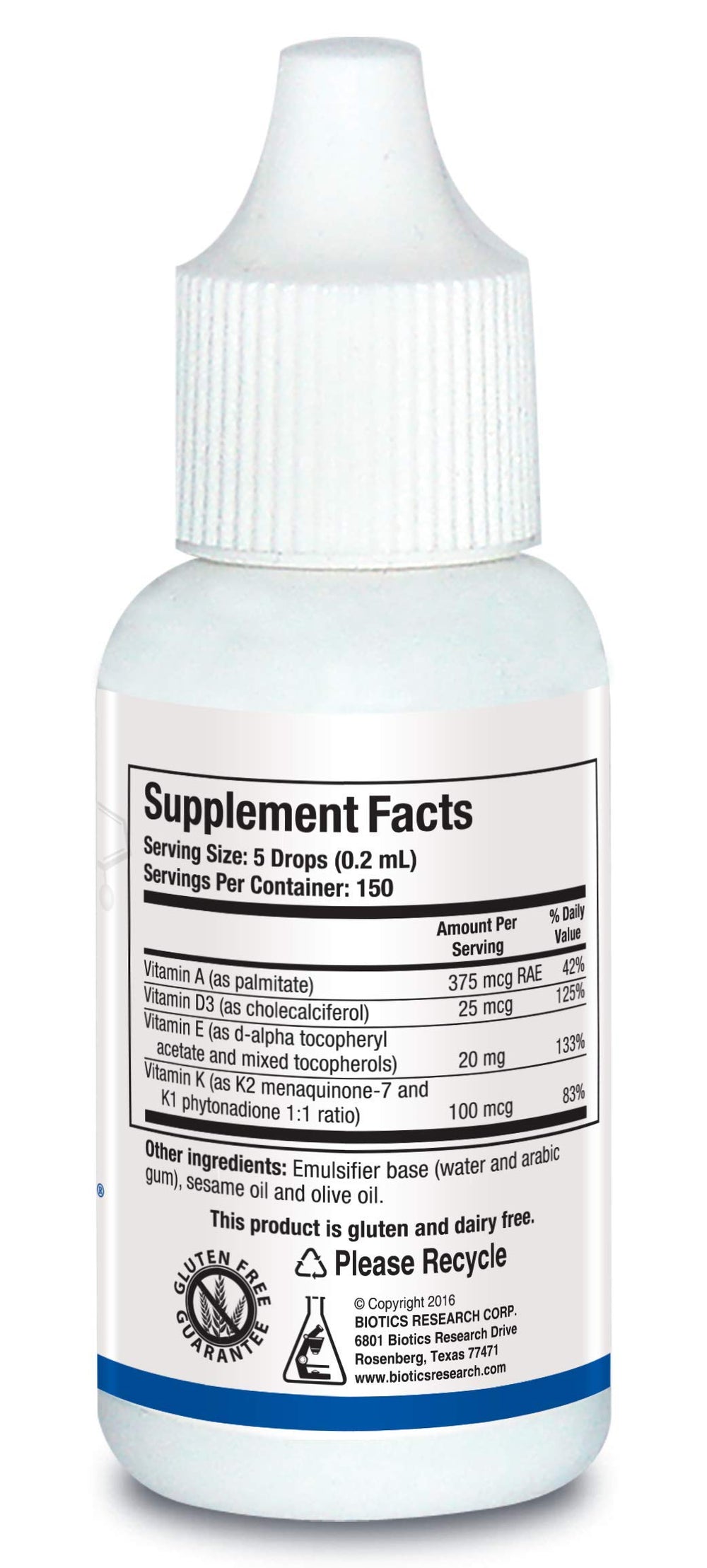 Side view of Biotics Bio ADEK Mulsion bottle