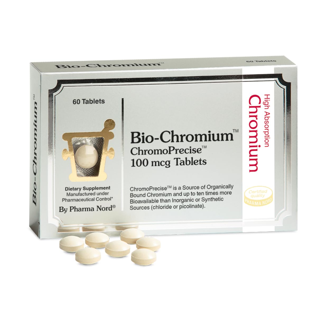 Bio-Chromium 100mcg bottle label with ChromoPrecise logo