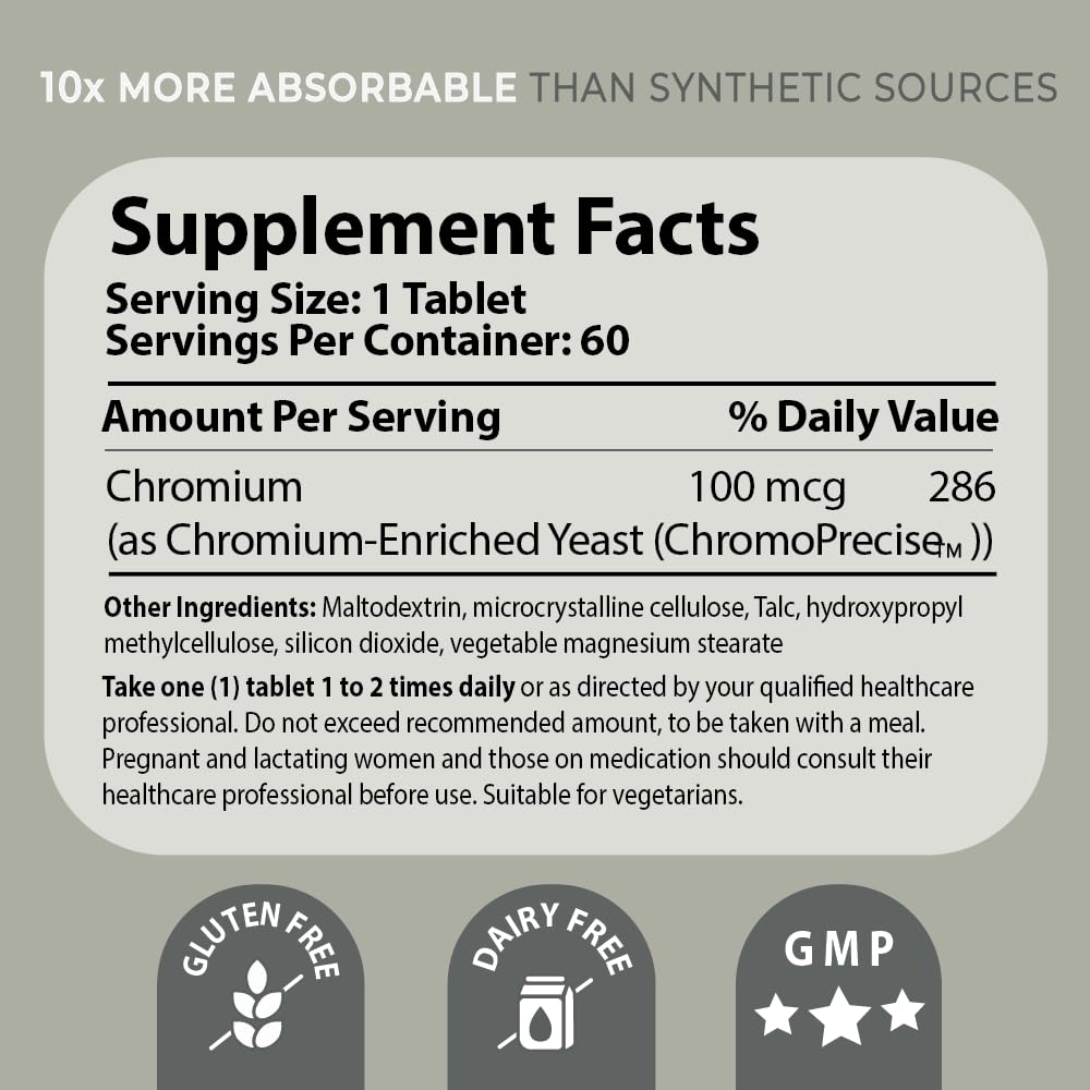 Front of Bio-Chromium bottle showing 60 capsules