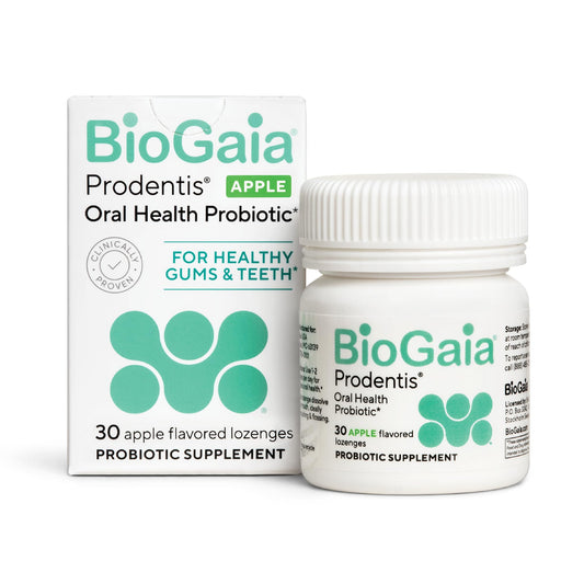 BioGaia Prodentis apple-flavored lozenge packaging