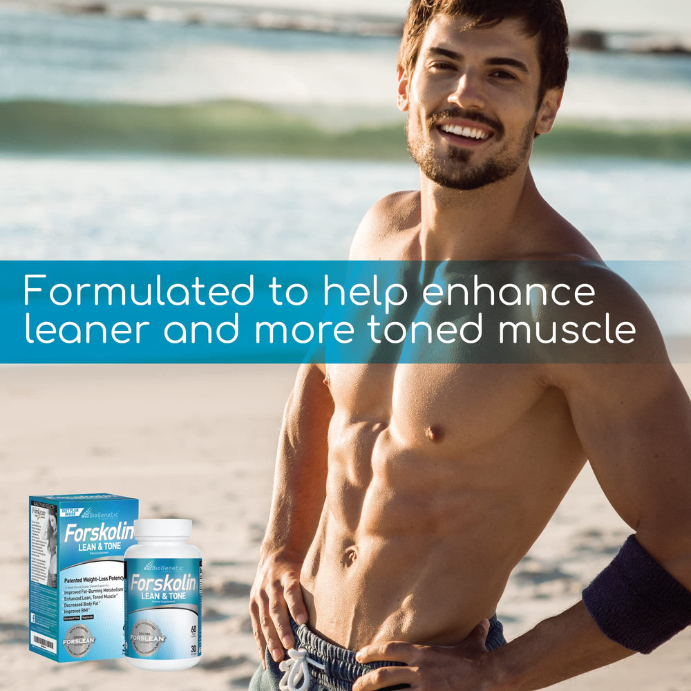 Forskolin Lean & Tone capsules next to a measuring tape