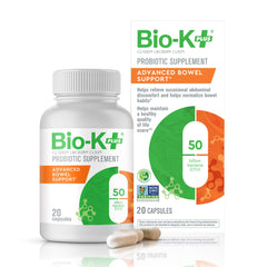 Bio-K+ Advanced Bowel Support probiotic bottle with label