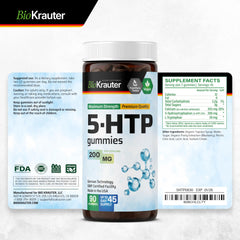 90-count bottle packaging of BioKrauter 5-HTP gummies
