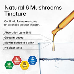 Front view of BIO KRAUTER 6 Mushrooms bottle and label
