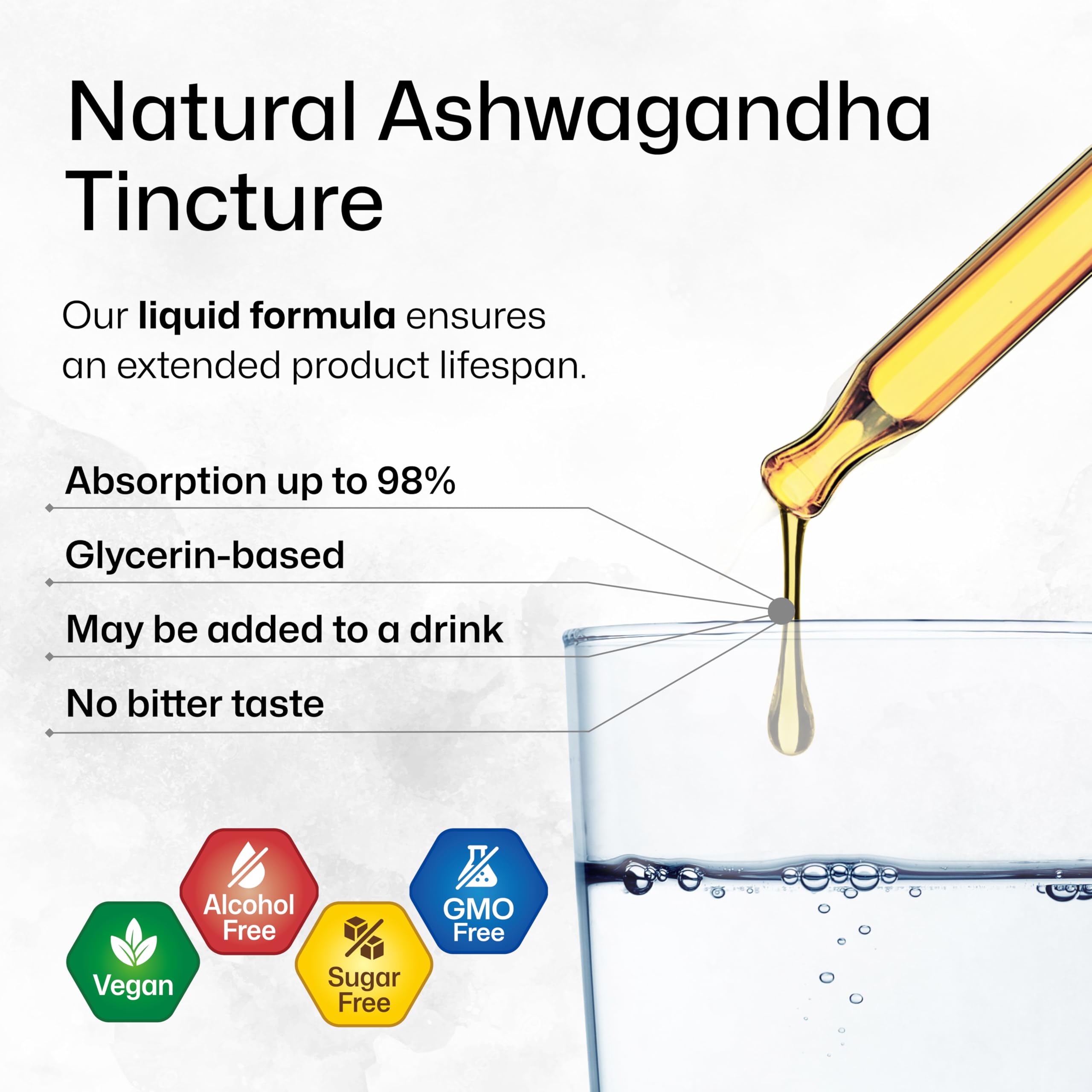 Mood support and relaxation concept with Ashwagandha Drops
