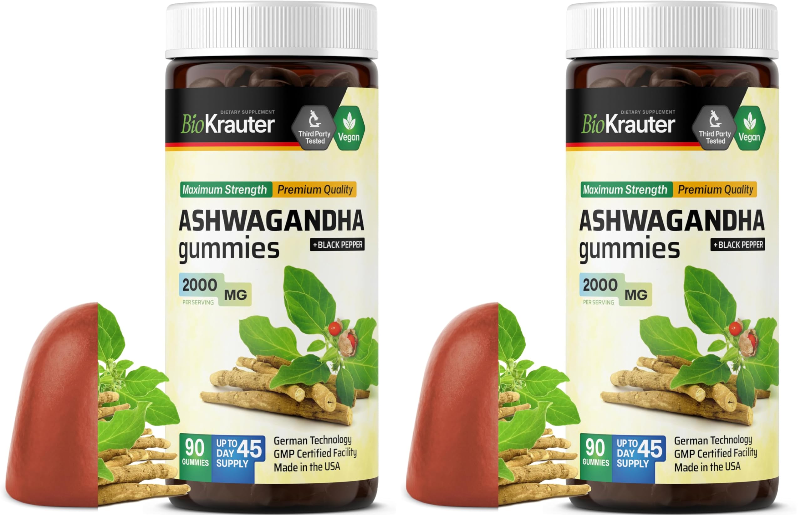Front view of BIO KRAUTER Ashwagandha Gummies Pack of 2