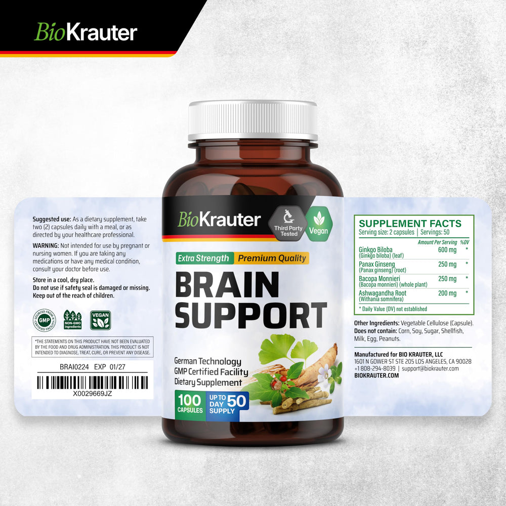 Product shot showing bottle, capsules, and packaging design