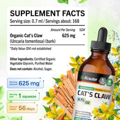Close-up of Cat's Claw Liquid Drops label