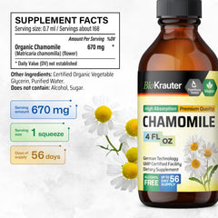 Close-up of chamomile extract ingredients label