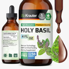 BIO KRAUTER Holy Basil Tincture bottle on white background