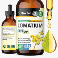 BIO KRAUTER Lomatium Tincture bottle with 4 oz label on white background.