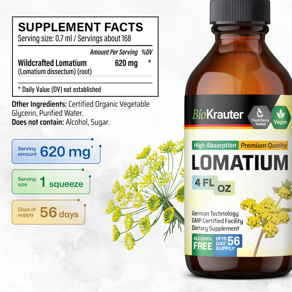 Product label highlighting German technology and natural ingredients.