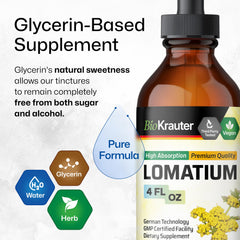 Ingredients listed: water, glycerin, lomatium root tincture.