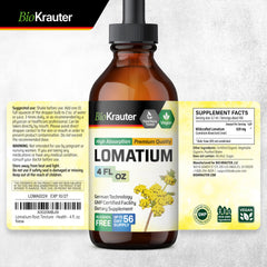 Final product shot of BIO KRAUTER Lomatium Tincture with packaging.