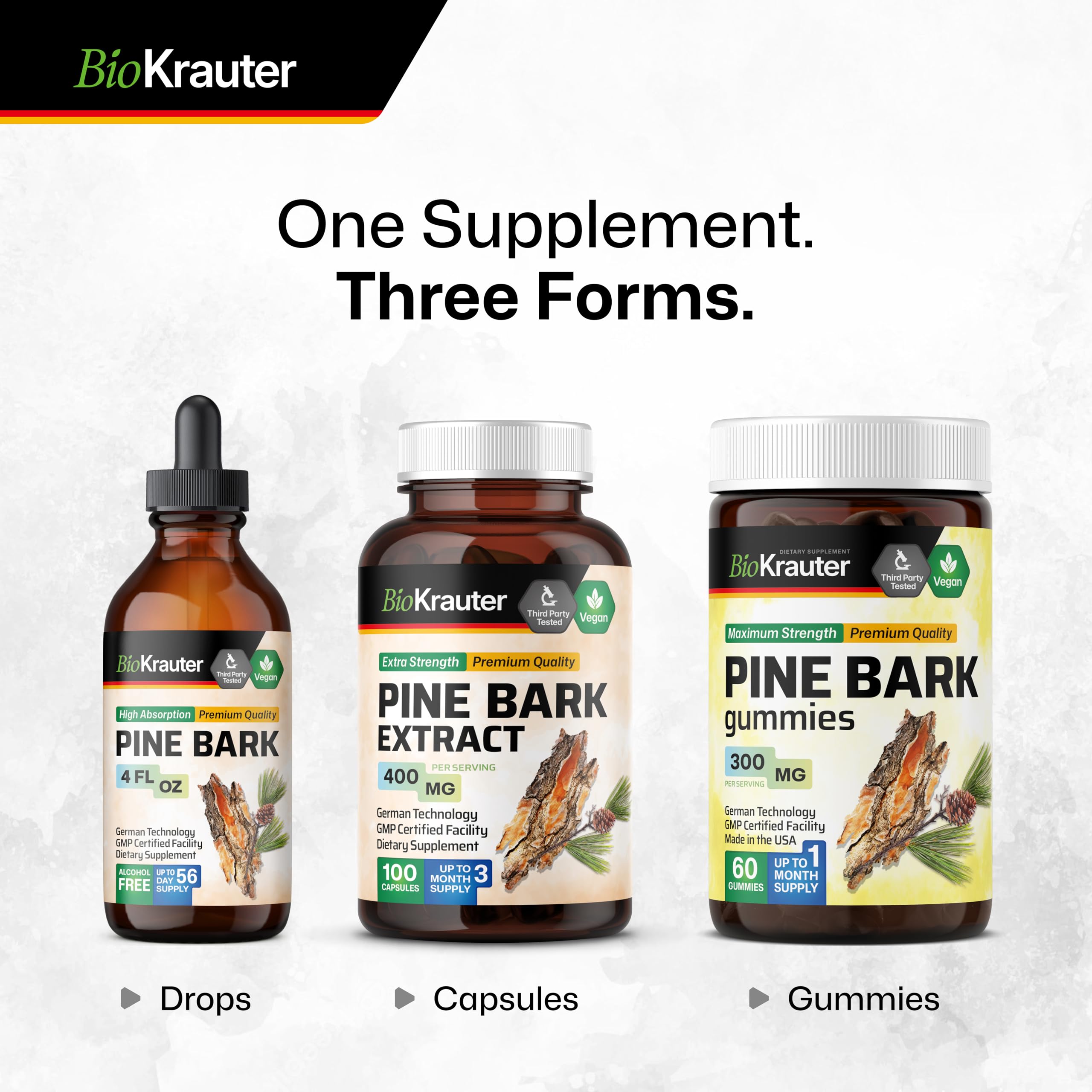 Usage directions for pine bark extract drops