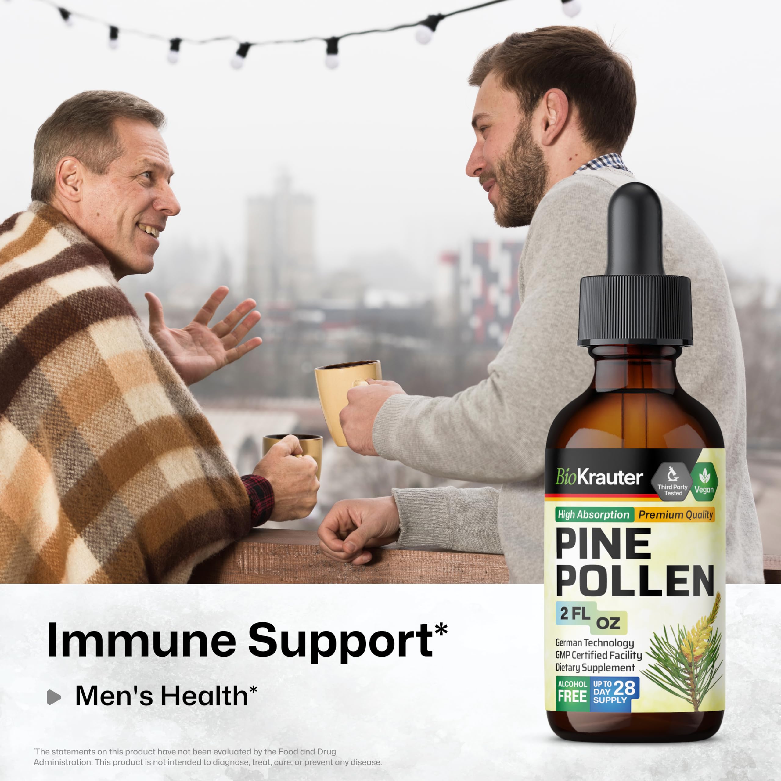 Vegan, non-GMO Pine Pollen Tincture label