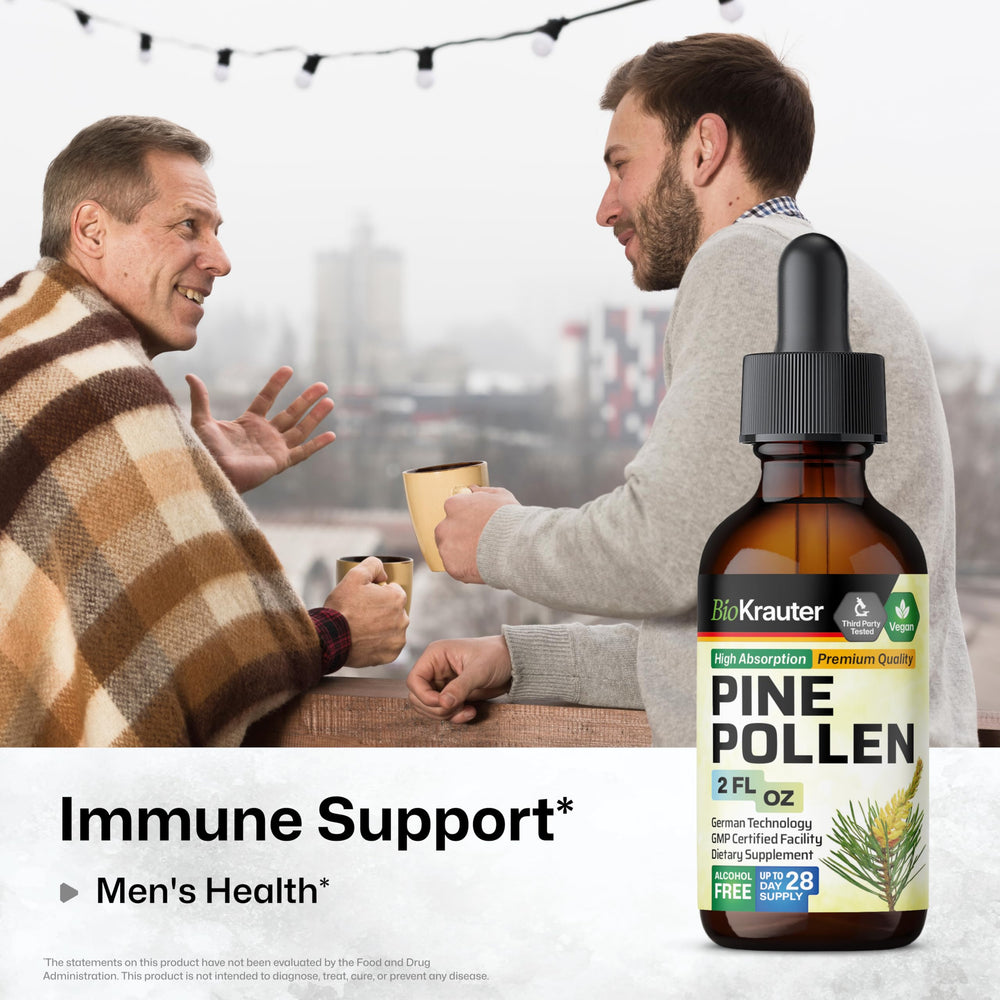 Vegan, non-GMO Pine Pollen Tincture label