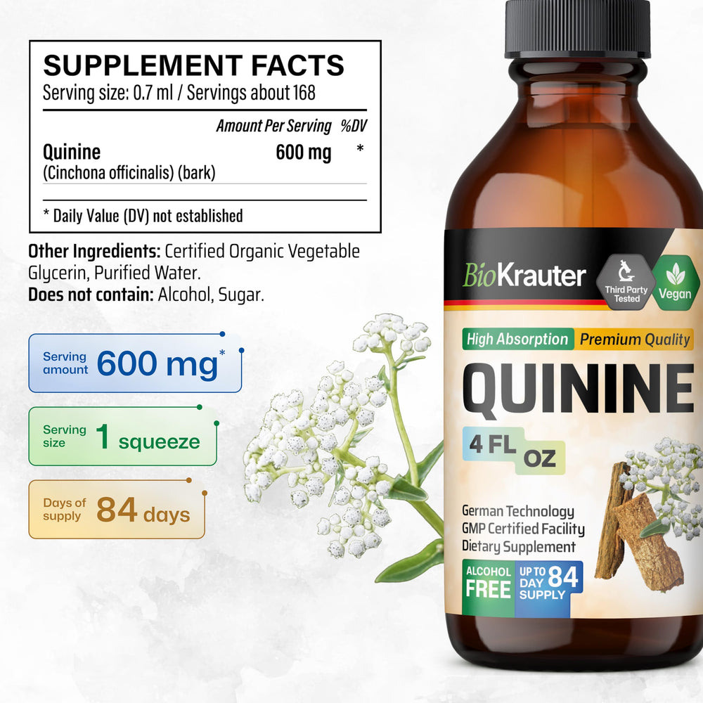 Cinchona bark extract ingredient on bottle label