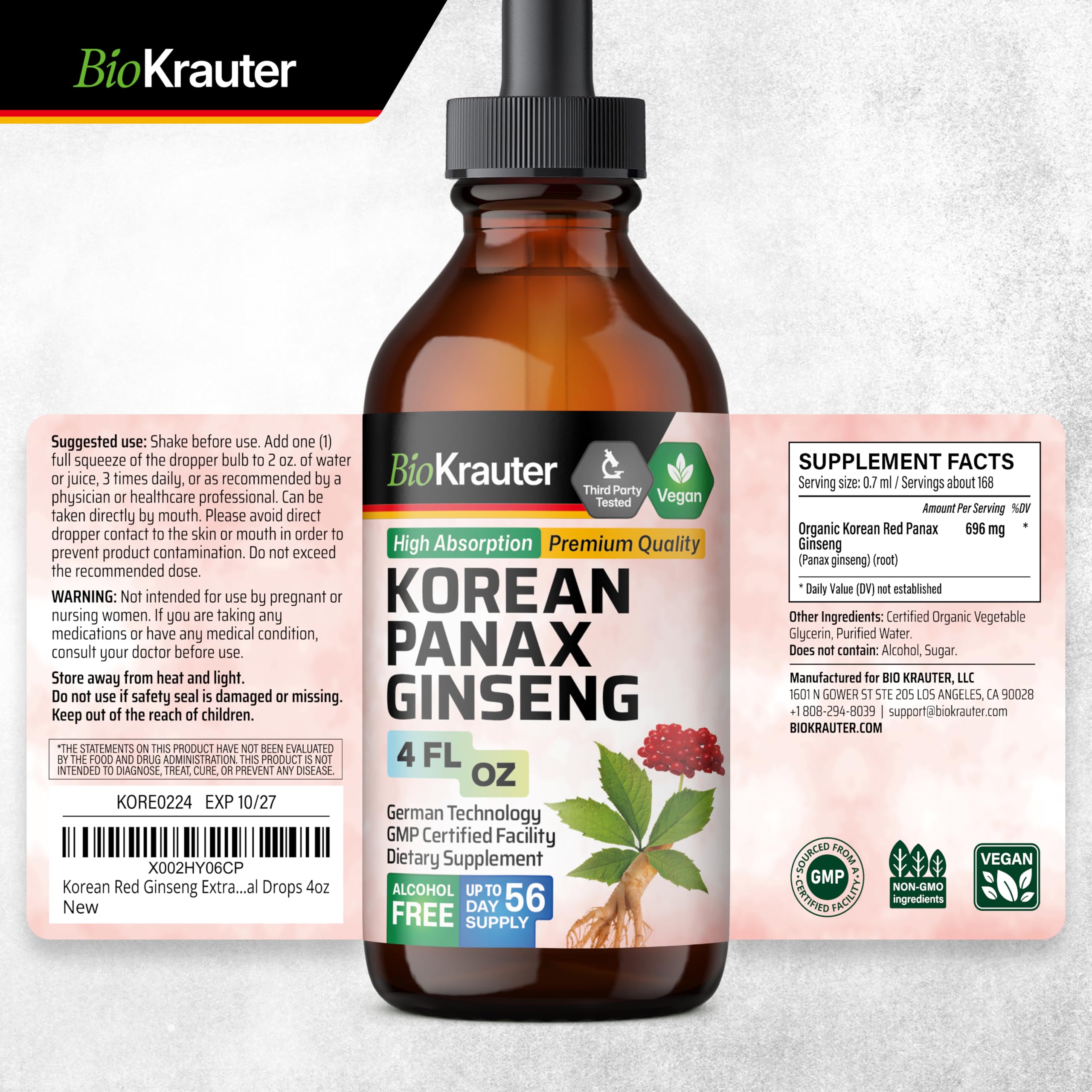 Shake before use instruction with ginseng drops illustration